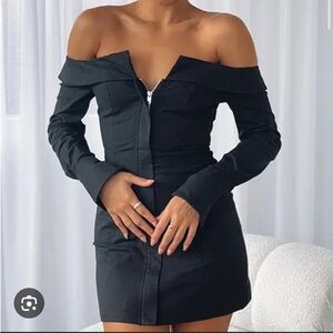 White Fox Black Mini Dress